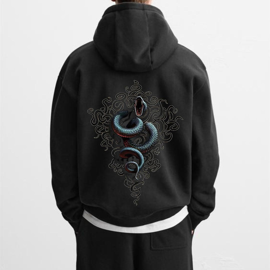 Wild Snake Style Hoodie – Black & White